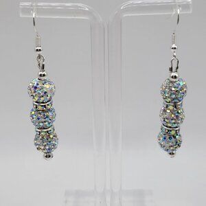 Handmade Clear Rhinestone Dangle Earrings